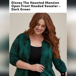 Torrid Disney The Haunted Mansion Open Front Hooded Sweater
